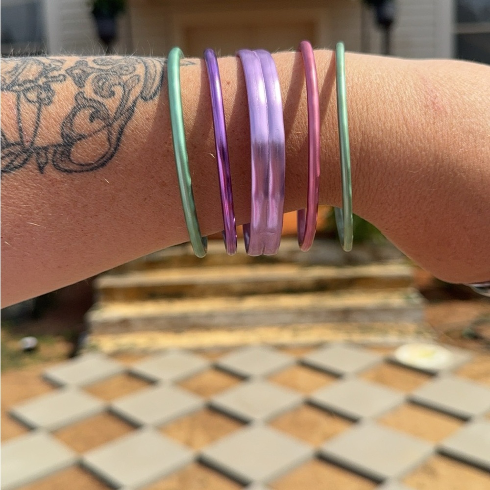 Vintage Knitting Needle Bracelets- Purple & Mint